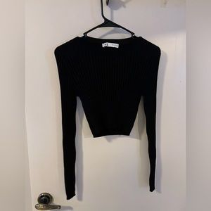 ZARA BLACK RIBBED CROP TOP